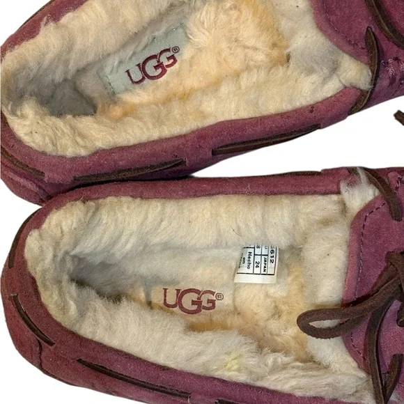 UGG Mauve Suede Moccasin Slippers Size 7 - Picture 7 of 10